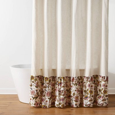 72"x72" Adelaide Floral Ruffles Cotton Slub Shower Curtain - Threshold