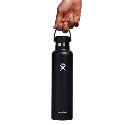 Hydro Flask 24oz Standard Mouth Bottle - Black: Double-Wall, BPA-Free, Leakproof