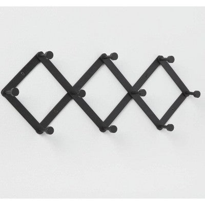 Accordian 10 Hooks Rail Matte Black - Brightroom: Wall Mounted Aluminum Hat & Coat Rack, Powder-Coated Finish