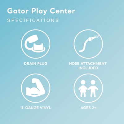Intex 57165EP Gator 6.6ft x 5.6ft x 4in Outdoor Inflatable Kiddie Pool Water Play Center with Slide, for Toddlers Ages 2 and Up