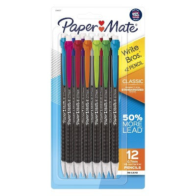 Paper Mate Write Bros. 12pk #2 Mechanical Pencils 0.7mm Multicolored