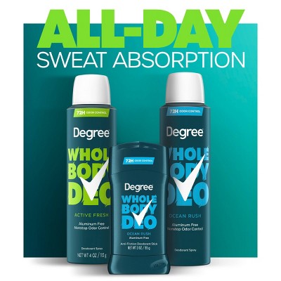 Degree 72H Odor Protection Whole Body Deodorant Spray for Men Active Fresh - Aluminum Free 4oz