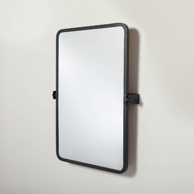 22"x30" Rectangular Bathroom Vanity Pivot Mirror Black Finish - Hearth & Hand with Magnolia: Wall Mount, Tiltable Design (LOCAL PICKUP ONLY)