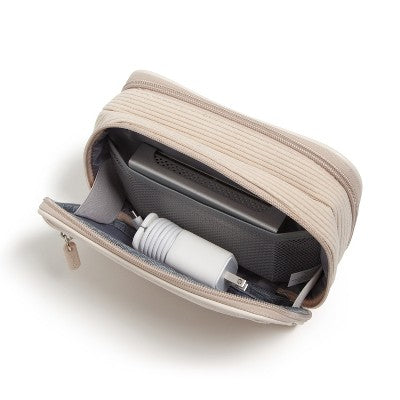 U Brands 8"x5.25" Dual Zip Corduroy Tech Organizer Sand