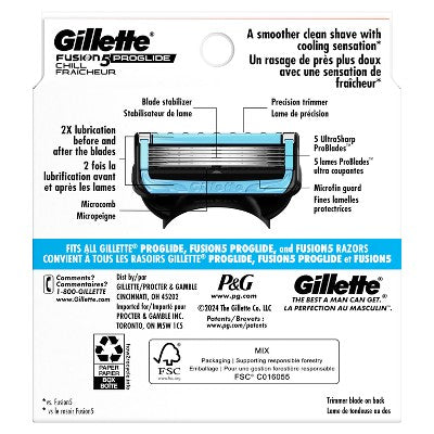 Gillette Fusion5 ProGlide Chill Men's 5-Blade Razor Refills - 8ct