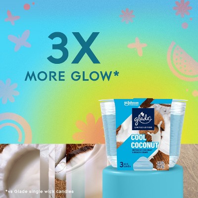Glade 3 Wick Candles - Cool Coconut - 6.8oz