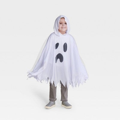 Kids' Ghost Cape Halloween Costume - Hyde and EEK! Boutique: White Polyester, Ages 3+