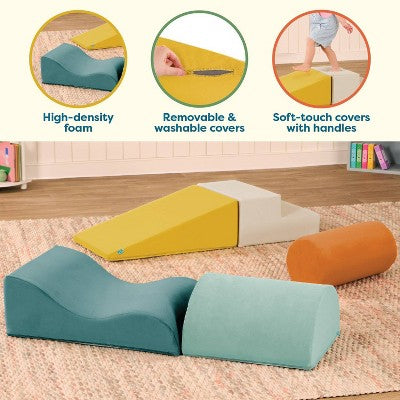 B. toys Foam Building Shapes for Indoor Play Soft Play Equipment - 5pc