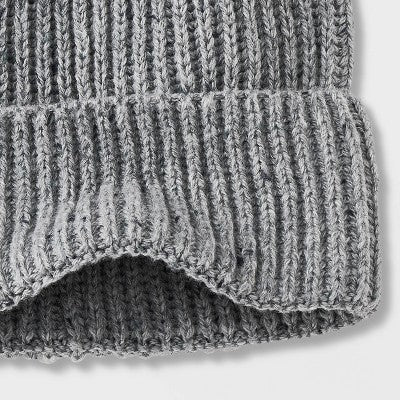 Men's Ribbed Plaited Beanie - Goodfellow & Co Light Gray