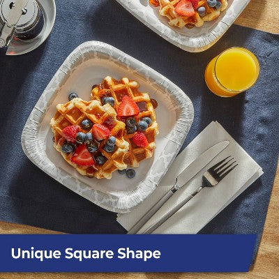 Hefty Extra Deep Square Disposable Plates 8.5" - 40ct: Paper, Abstract Pattern
