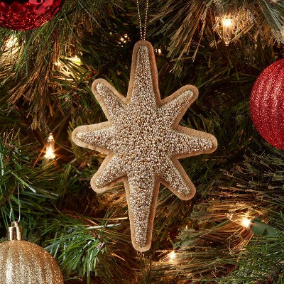 Beaded Fabric 8-Point Star Christmas Tree Ornament Gold - Wondershop