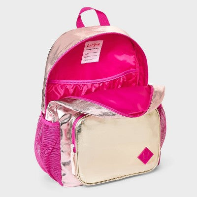 Kids' 16 Backpack - Cat & Jack Pink/Metallic Silver"