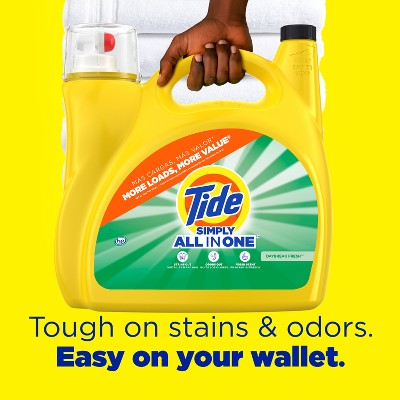 Tide Simply Daybreak Fresh Liquid Laundry Detergent - 182 fl oz: Cold & All-Temperature, High Efficiency, Spill-Resistant