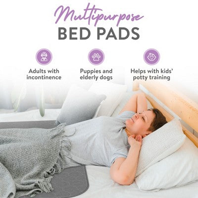 Inspire Underpads | Stain Hiding Gray - Reusable Incontinence Bed Pads Waterproof Mattress Pad (34 X 36 - 2 Pack)