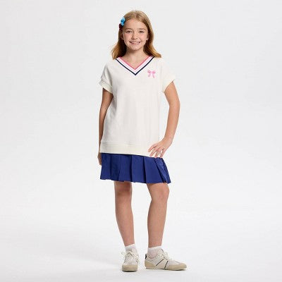 Owillo Girls' French Terry Tennis Dress - Cream XL