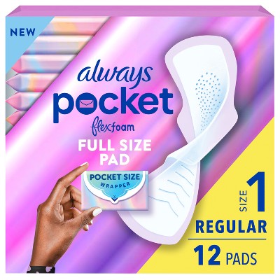 Always Pocket Flexfoam Size 1 Unscented Pads - Regular - 12ct
