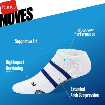 Hanes Premium Men's Compression No Show Socks 3pk - White 6-12
