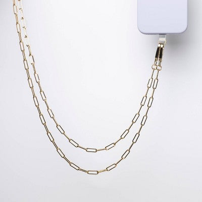 Hello Lux Phone Crossbody Strap - Gold Paper Clip Chain