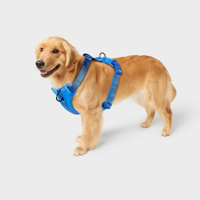 Reflective, Adjustable and Reinforced Stitching Comfort Dog Harness - L - Blue - Boots & Barkley
