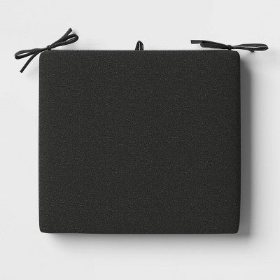 18"x20" Solid Woven Outdoor Chair Seat Cushion Black - Threshold
