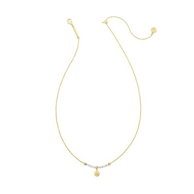 Kendra Scott Marie Beaded Pendant Necklace - Gold/White Variegated Magnesite