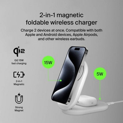 Belkin Qi2 2-in-1 Stand - White