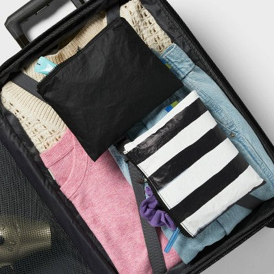 2pk Water Resistant Pouch Packing Bag - Open Story Black/White Stripe