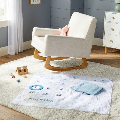 Muslin Blanket with Felt Frame - Blue - Cloud Island