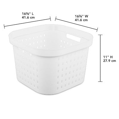 1.25bu Square Modern Laundry Basket Square - Brightroom: Plastic Clothes Basket with Built-In Handles, Medium Size