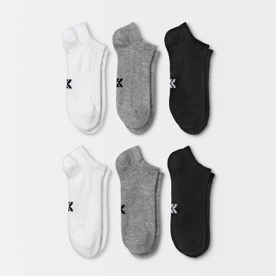 Women's Lightweight Active Mesh 6pk No Show Socks - All In Motion White/Heather Gray/Black 4-10: Moisture Wicking, Arch Support