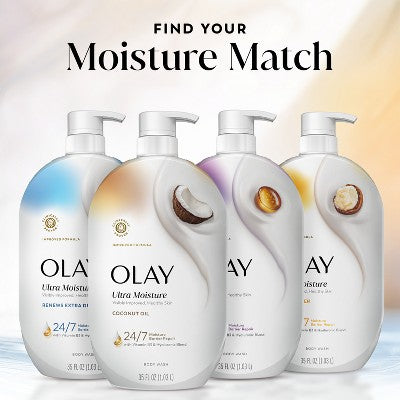 Olay Ultra Moisture Coconut Oil, Vitamin B3 and Hyaluronic Blend Body Wash - 35 fl oz: For Dry and Sensitive Skin, Liquid Formula, Whole Body Use