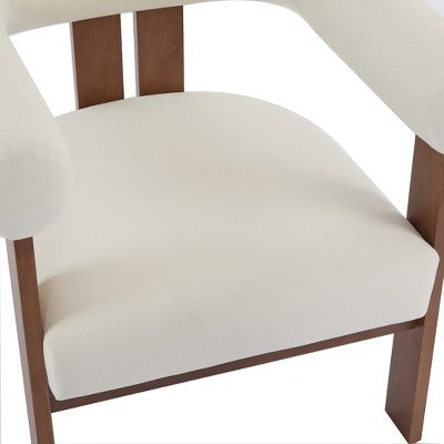 Christopher Knight Home Harriman Upholstered Velvet Birch Three-legged Structure Accent Chair, Beige (LOCAL PICKUP ONLY)