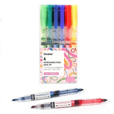 Grabie 6ct Dual-Tip Notetakings Pen Set Soft Serenity