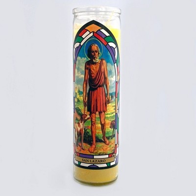 Jar Candle San Lazaro Yellow - Continental Candle: Sanctuary Series, Prayer & Saint Devotional, 8" Glass, 100hr Burn