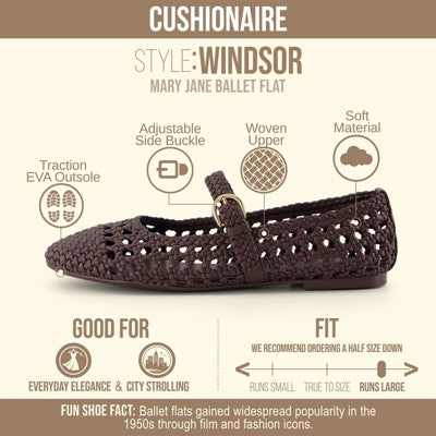 CUSHIONAIRE Windsor Woven Womens Flats with Adjustable Strap  6