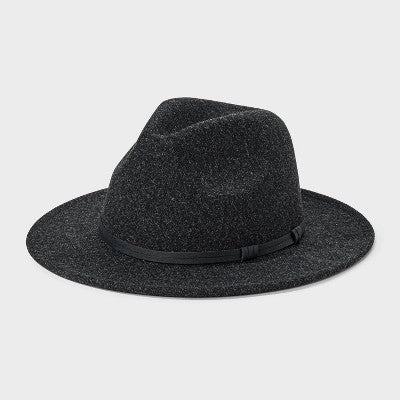 Men's Recycled Polyester Wool Fedoras - Goodfellow & Co Heathered Black L/XL