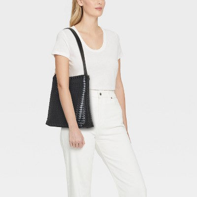 Woven Bucket Bag - A New Day Black