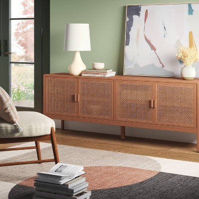 Minsmere TV Stand for TVs up to 70" Natural - Threshold: Boho-Chic Media Console with Storage (LOCAL PICKUP ONLY)