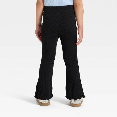 Toddler Girls' Ribbed Flare Leggings - Cat & Jack Black 3T