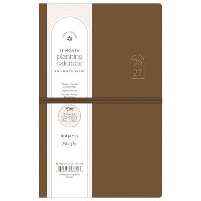 Rhi James for Blue Sky Weekly/Monthly Planner 15 Month Bookbound 5"x8" Faux Leather Hardcover - Chestnut