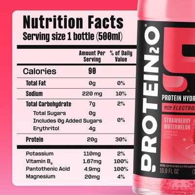 Protein2O 20g Clear Whey Protein Isolate Drink With Electrolytes Strawberry Watermelon Non-Caffeinated - 67.6 fl oz/4pk
