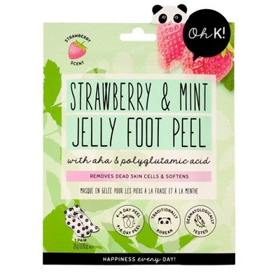 Oh K! Strawberry & Mint Jelly Foot Peel with Strawberry - 1.35 fl oz