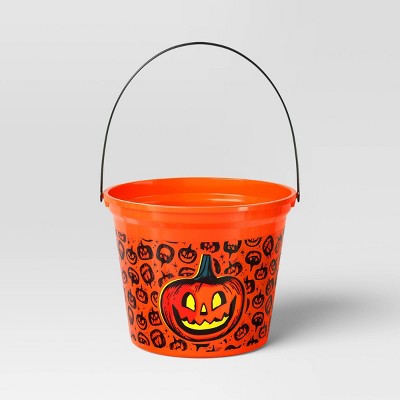 7.64" Jack Halloween Plastic Trick or Treat Pail Orange - Hyde and EEK! Boutique