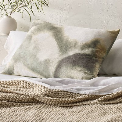 King Euro Heavyweight Linen Blend Decorative Throw Pillow Washed Watercolor Print - Casaluna (LOCAL PICKUP ONLY)