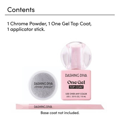 Dashing Diva Chrome Powder Kit - Silver Chrome - 3ct: Vegan, Nail Care, Duochrome Finish, Dip Powder