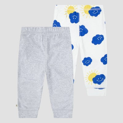 Huggies Baby 2pk Cloud Organic Pants - Blue/White/Yellow 18M