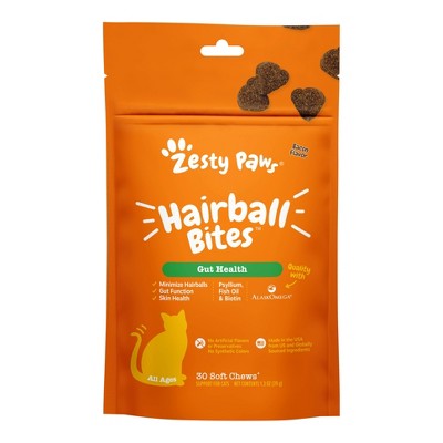Zesty Paws Bacon Flavor Hairball Bites Cat Treats - 30ct