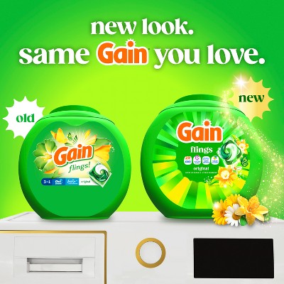 Gain Original Flings Laundry Detergents - 102ct: Paraben-Free, Bleach-Free, Concentrated, Child-Resistant Packaging
