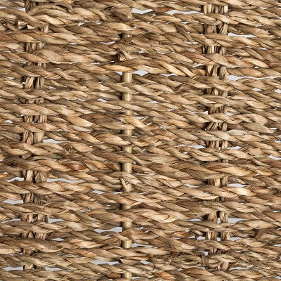 Household Essentials Round Handwoven Seagrass Tray with Scalloped Edge and Handles Natural: Decorative Brown Metal Platter