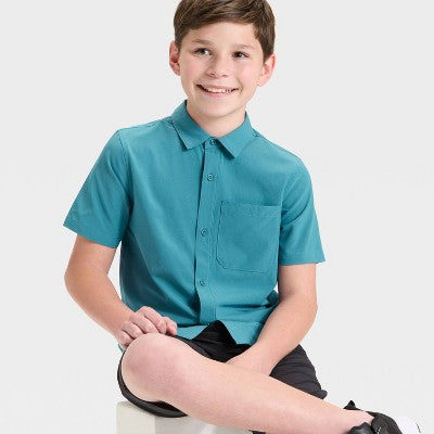 Boys' Adventure Shirt - All In Motion Heather Teal Blue M